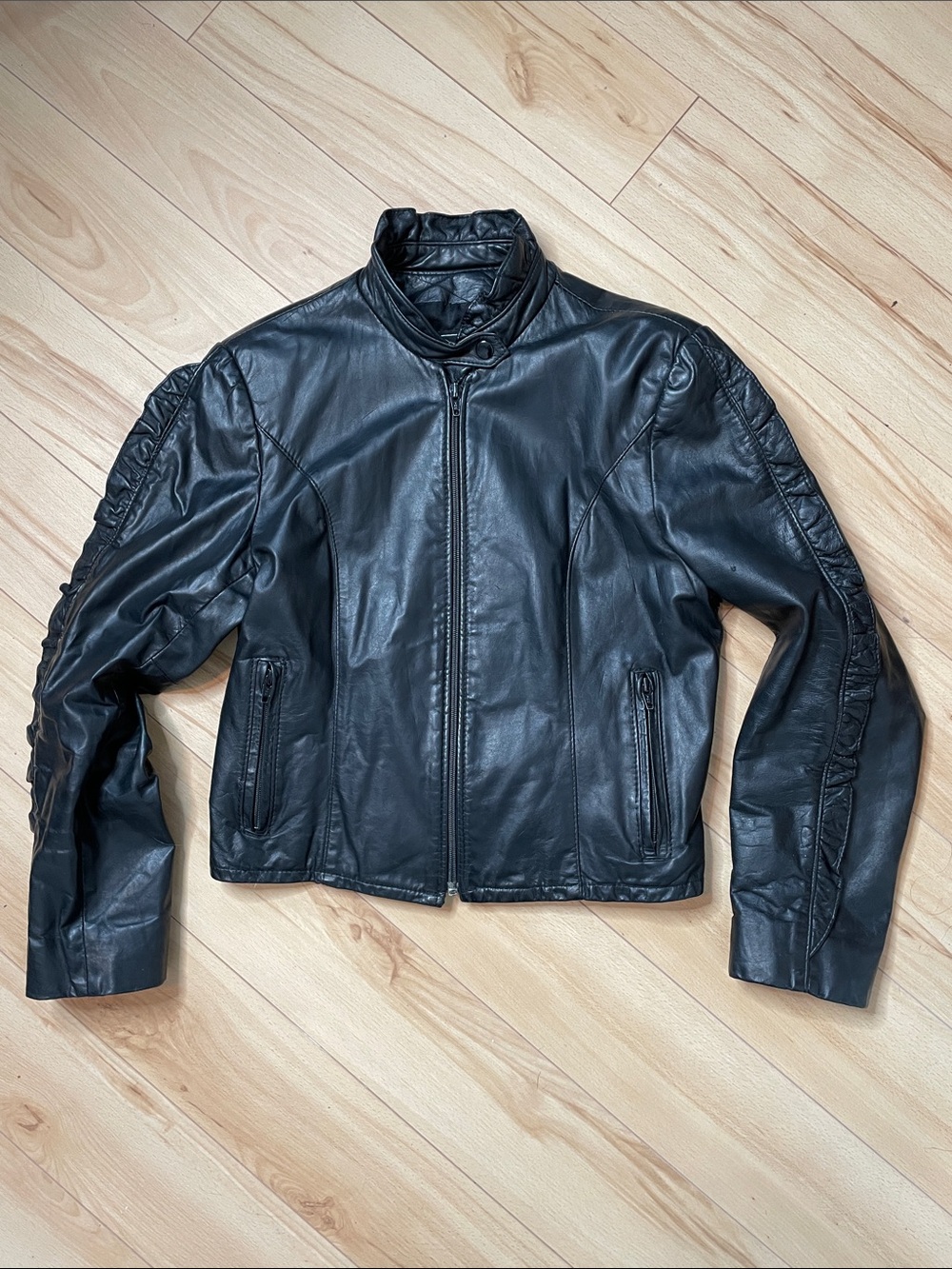 Vintage Women's Black Moto Leather Jacket